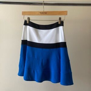 Express blue, white, and black miniskirt